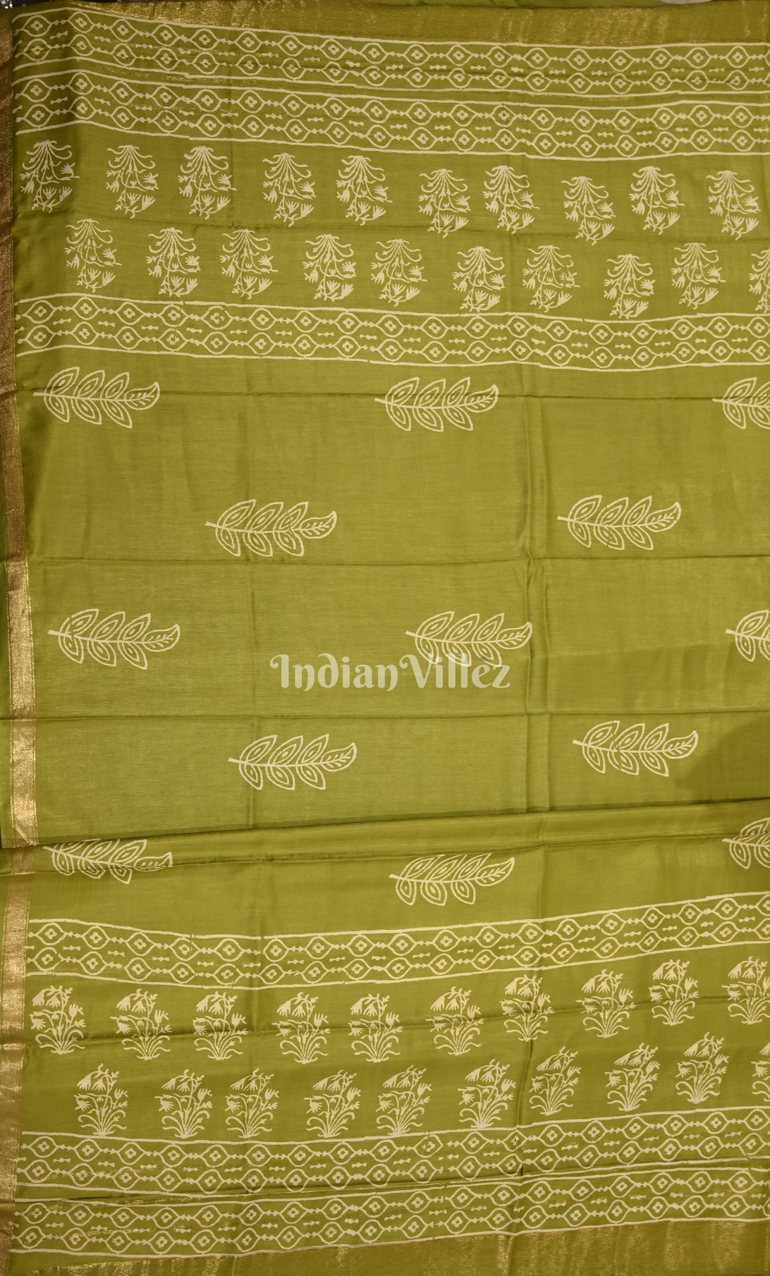 Mehendi Green Block Printed Cotton Suit Sets