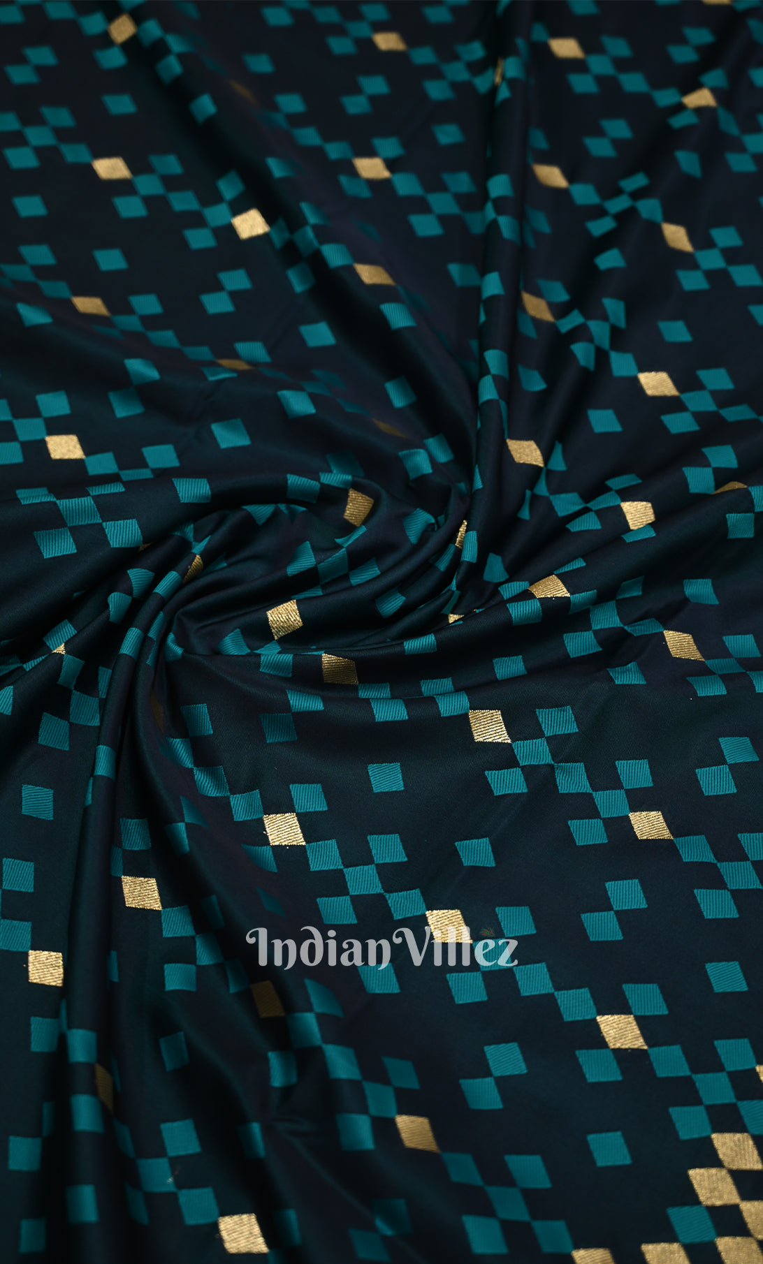 Teal Blue Mashru Satin Silk Banarasi Saree