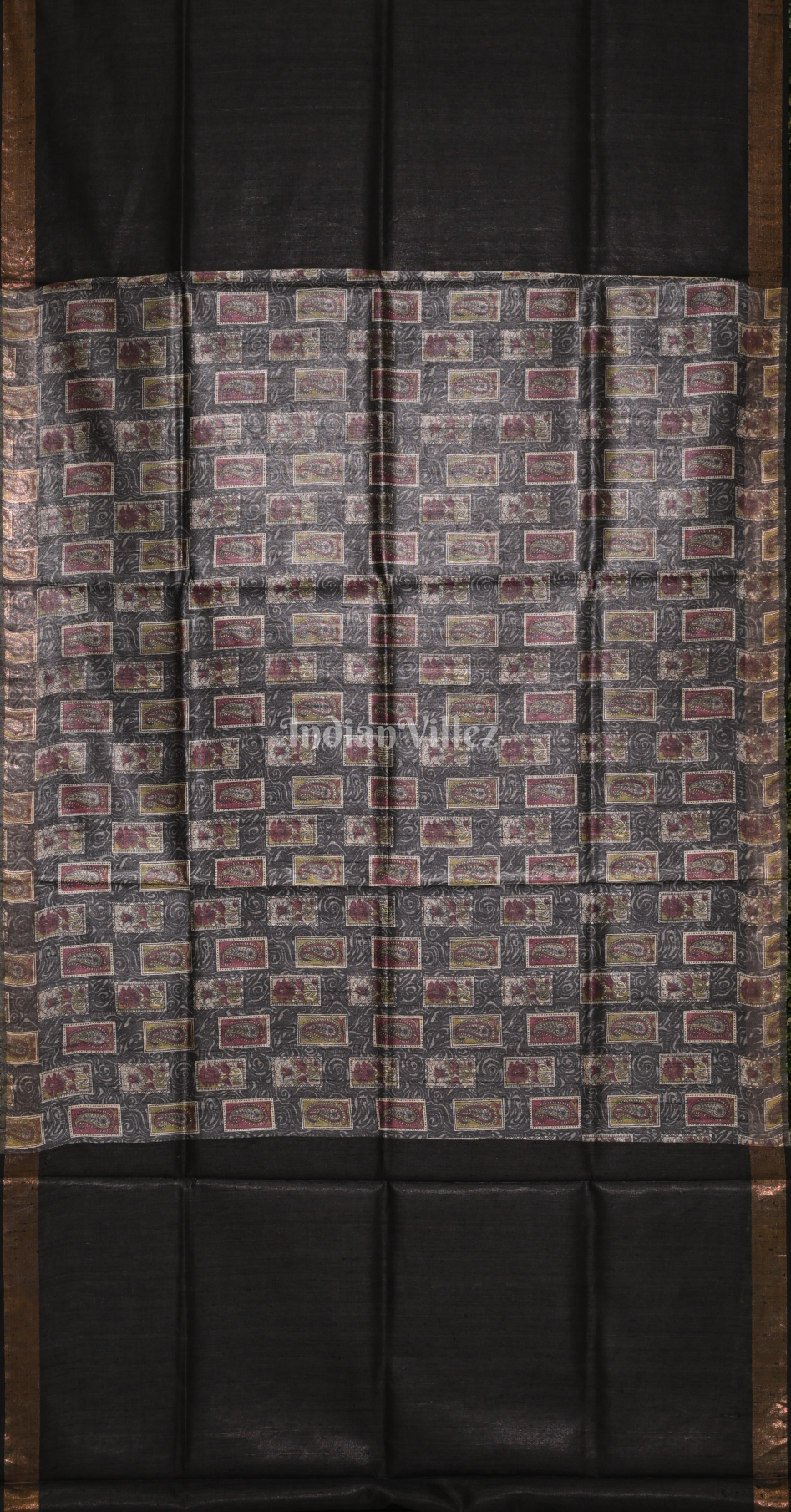 Black Pure Tussar Silk Saree