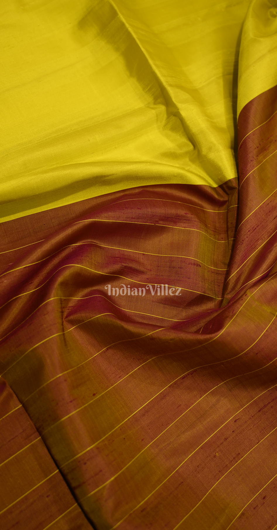 Mustard Yellow Maroon Gopalpur Tussar Silk Saree