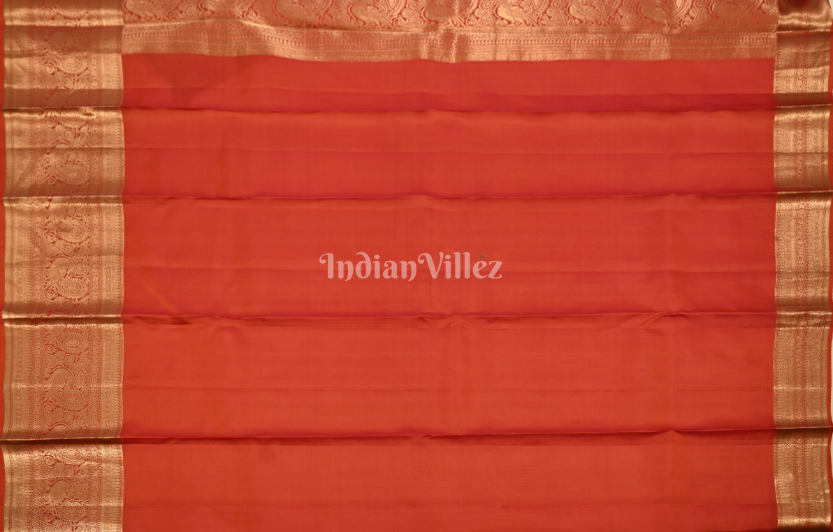 Exclusive Peach Pink Dual Tone Brocade Pure Kanjivaram Silk Saree 