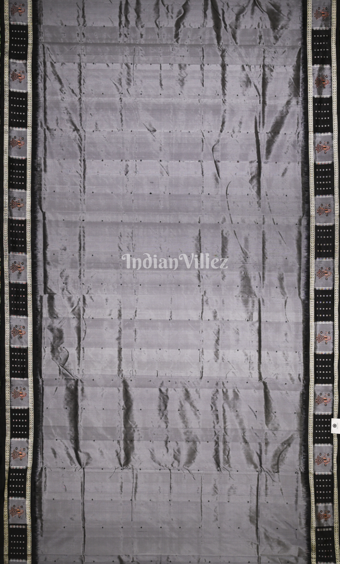 Grey Black Odisha Ikat Sambalpuri Silk saree with Doll Anchal 