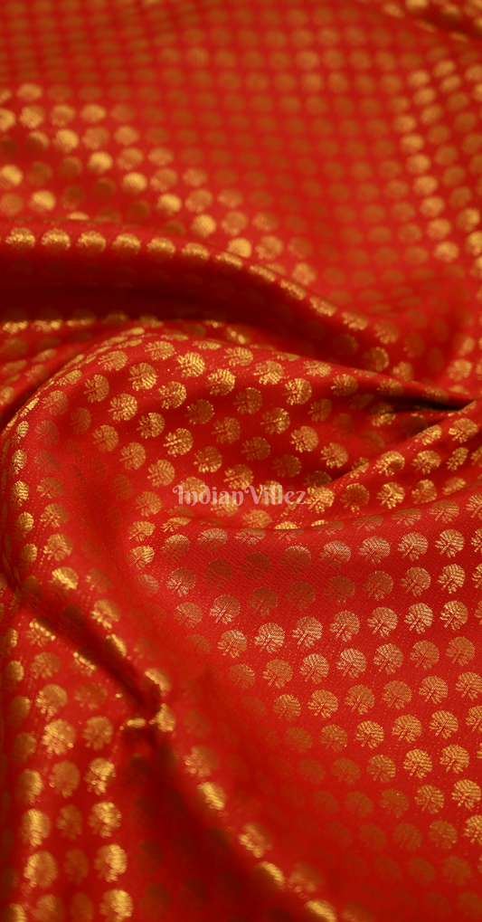 Exclusive Bridal Red Butta Design Kanjivaram Silk Saree with Brocade Work