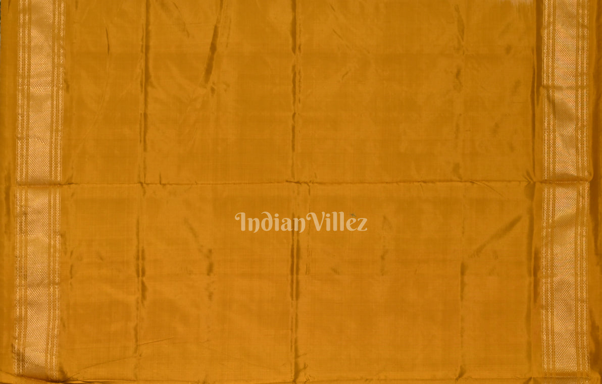 Off White Mustard Yellow Pochampally Ikat Silk Saree