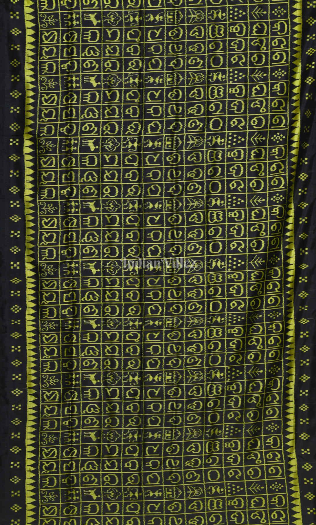 Black Neon Odia Barnamala  Odisha Ikat Contemporary Designer Silk Saree