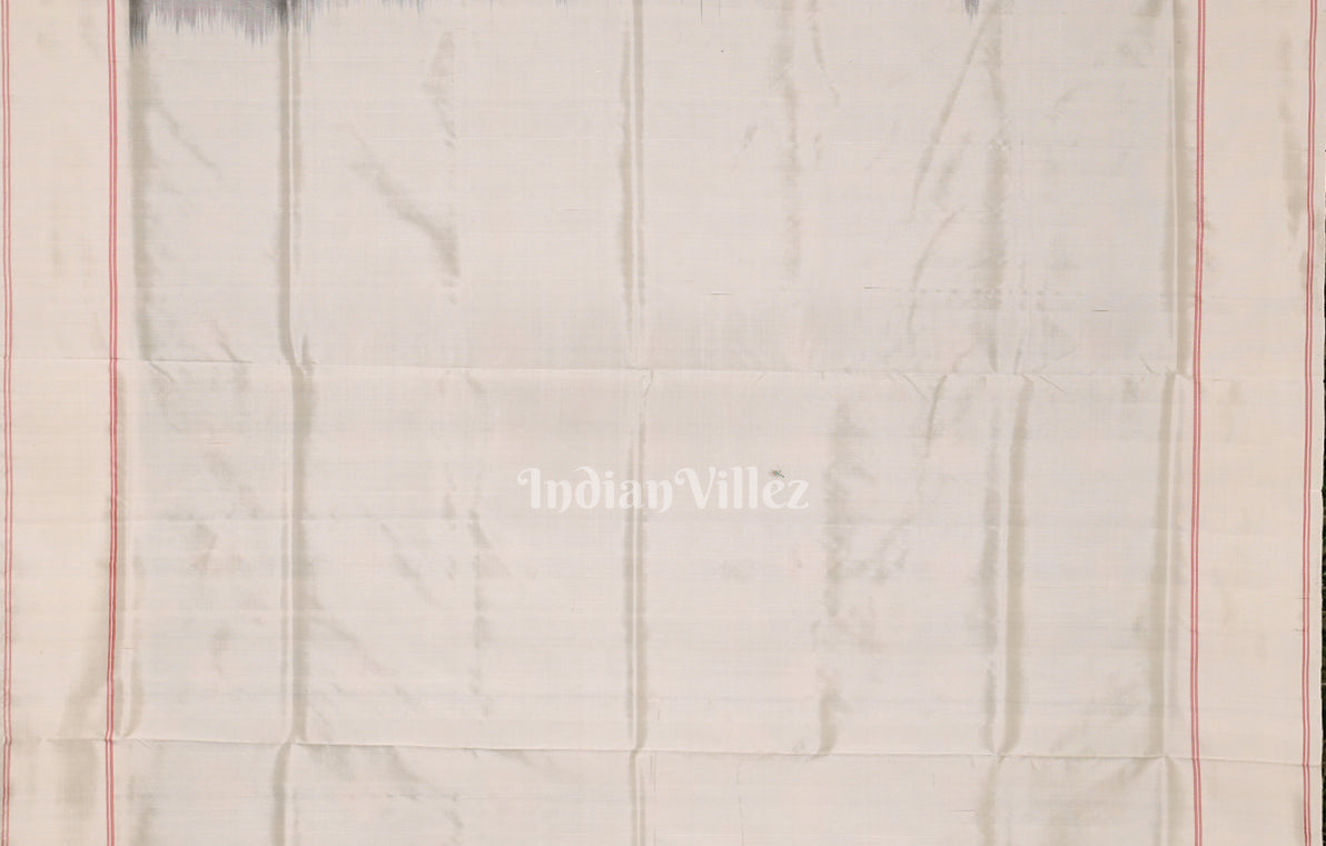 Green White Pochampally Ikat Silk Saree