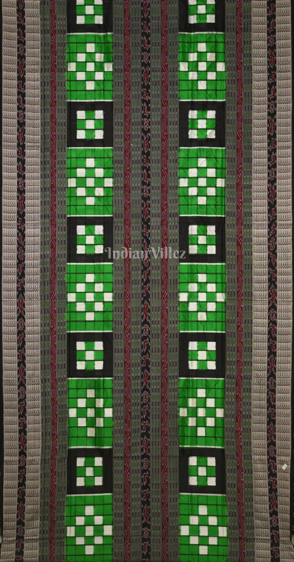 Black Green Pure Silk Bichitrapuri Sambalpuri Saree