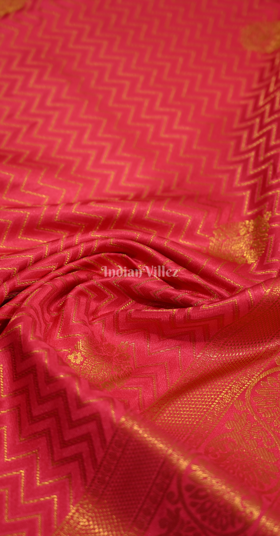 Rani Pink Pure Satin Kanjivaram Silk Saree with Brocade Work