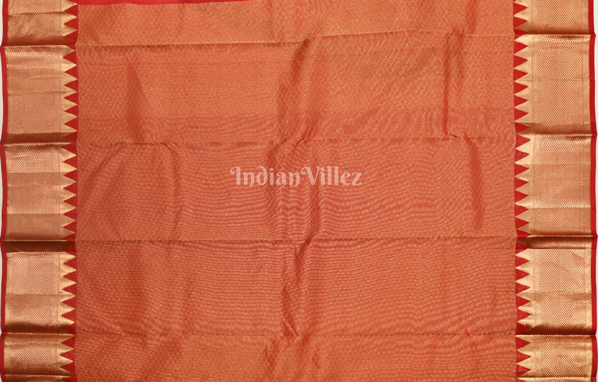 Bridal Wear  Blood Red Brocade Pure Kanjivaram Silk Saree
