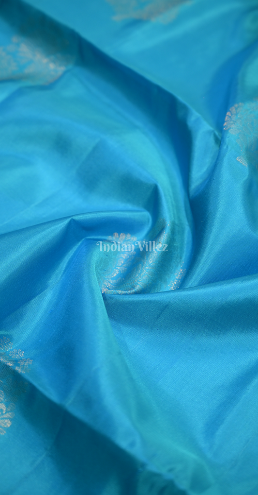 Sky Blue Pure Kanjivaram Soft Silk Saree