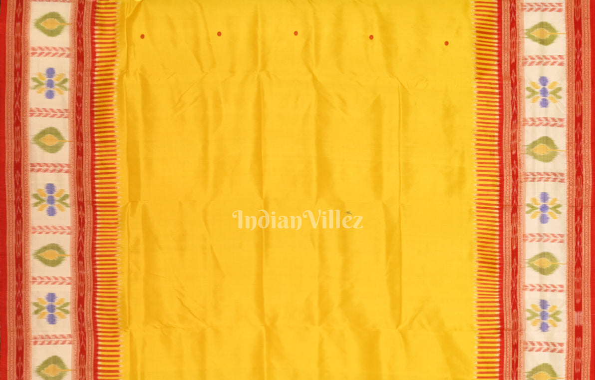 Yellow Red Kathiphera Odisha ikat Khandua Silk saree 