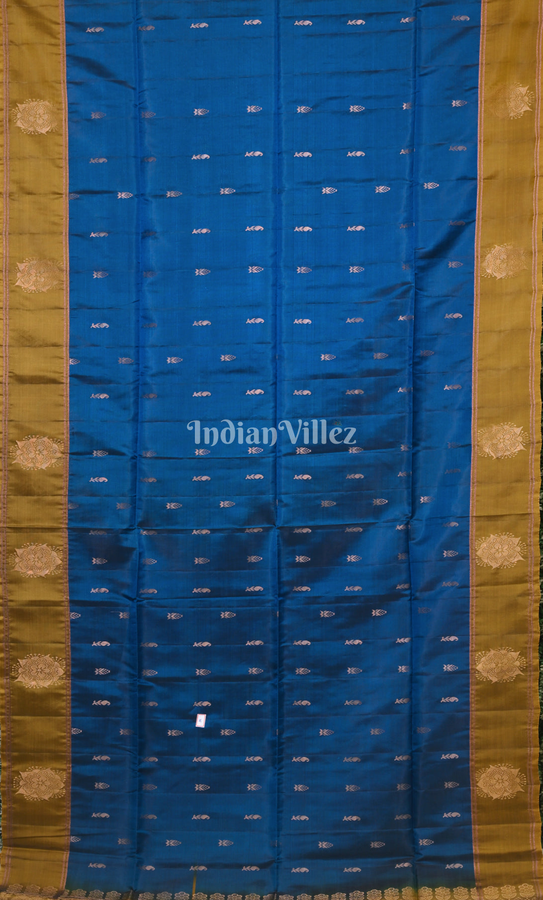 Blue Olive Green Pure Kanjivaram Soft Silk Saree