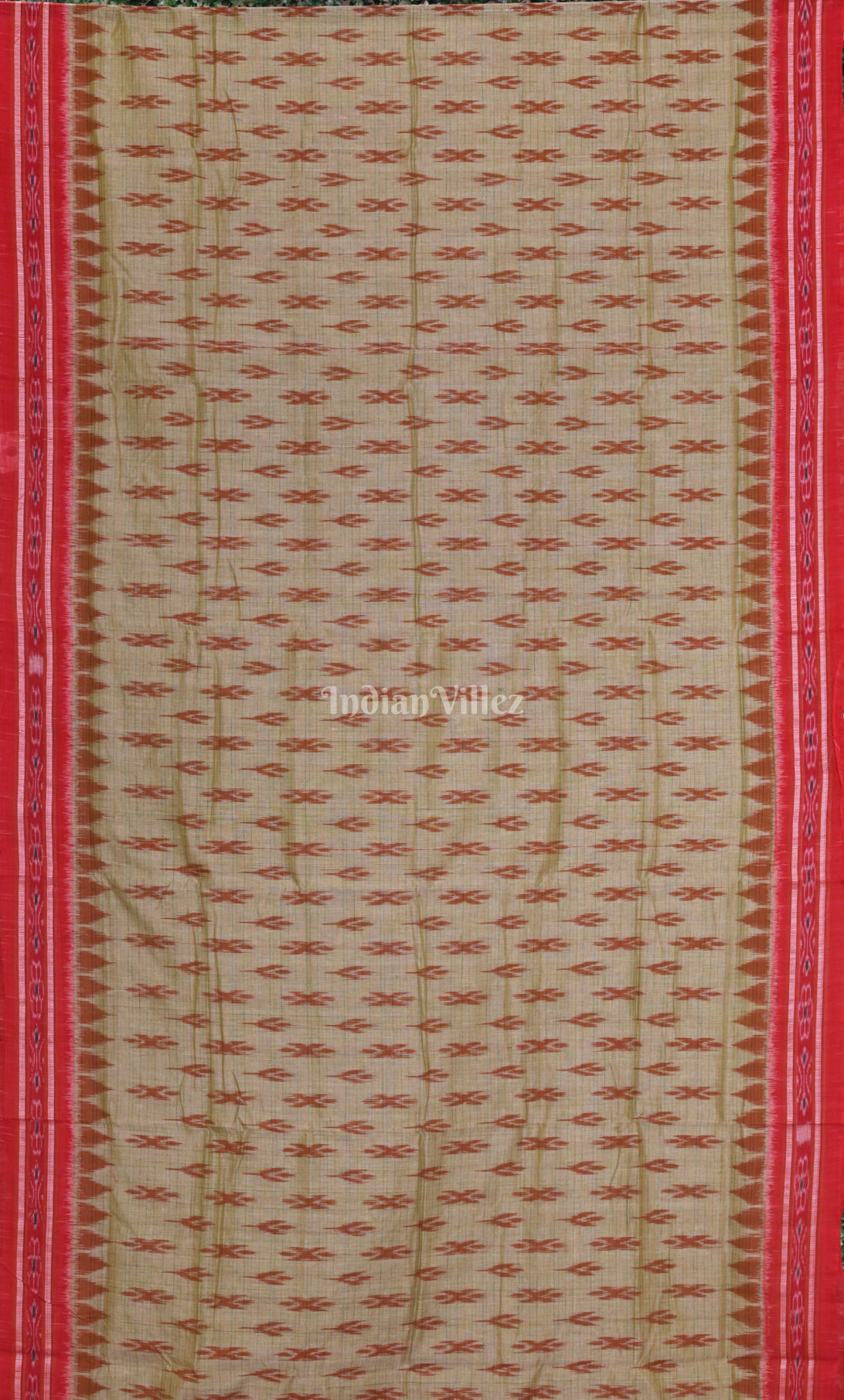 Brown Beige  Mayur Chandrika Odisha Ikat Maniabandha Cotton Saree 