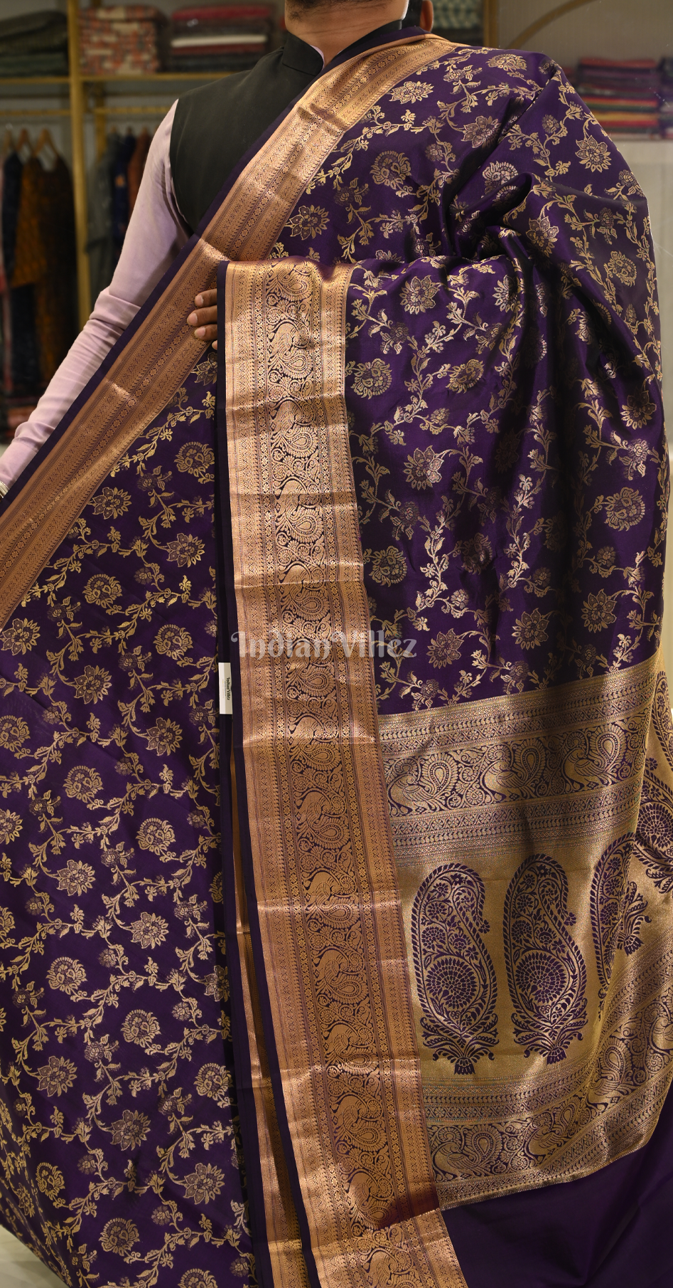 Exclusive Purple Floral Brocade Pure Kanjivaram Silk Saree