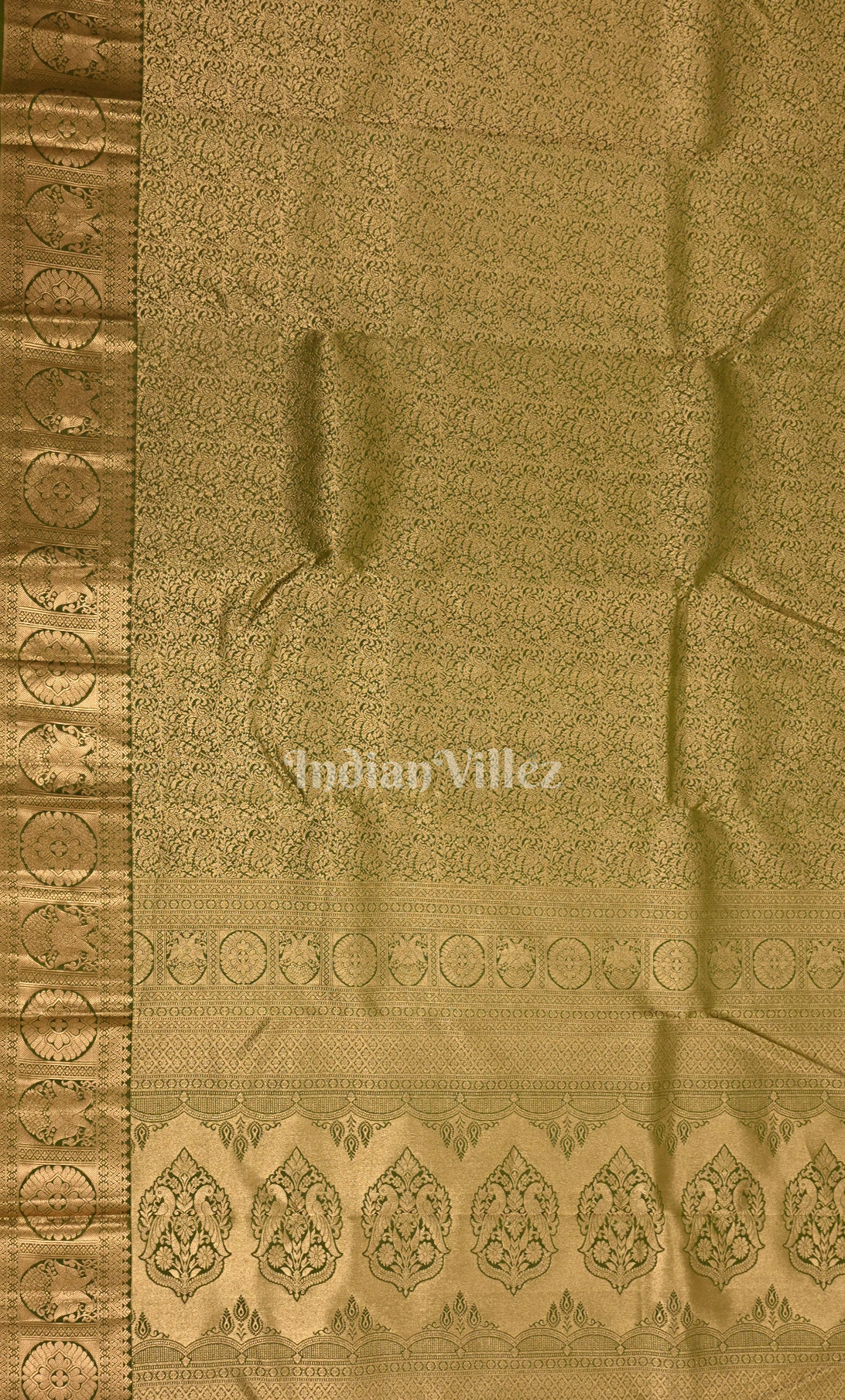 Mehendi Green  pure Kanjivaram Silk Saree with Zari Brocade 