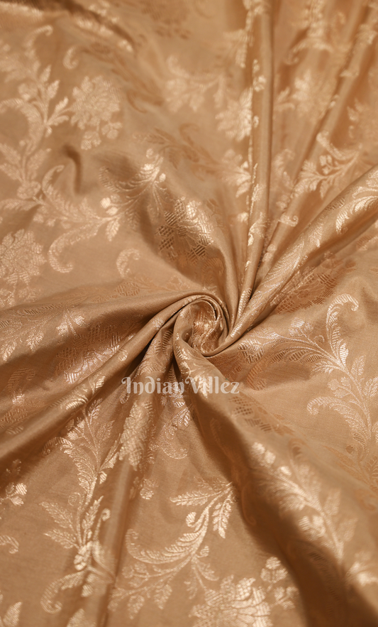 Exclusive Designer Beige Meenakari Pure Katan Banarasi Silk Saree 