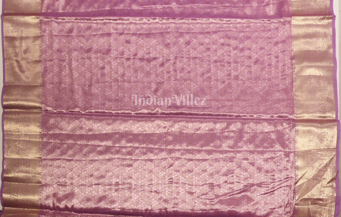 Mustard Yellow Purple Brocade Pure Kanjivaram Silk Saree