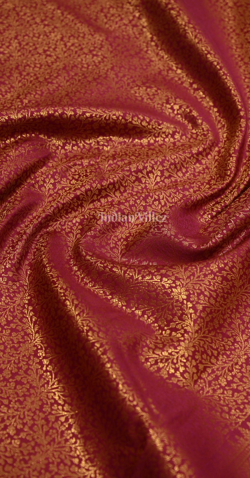 Exclusive Bridal  Rani Pink Floral Pure Brocade Kanjivaram Silk Saree 