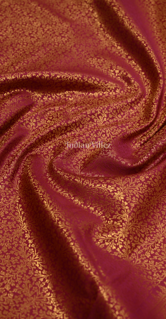 Exclusive Bridal  Rani Pink Floral Pure Brocade Kanjivaram Silk Saree 