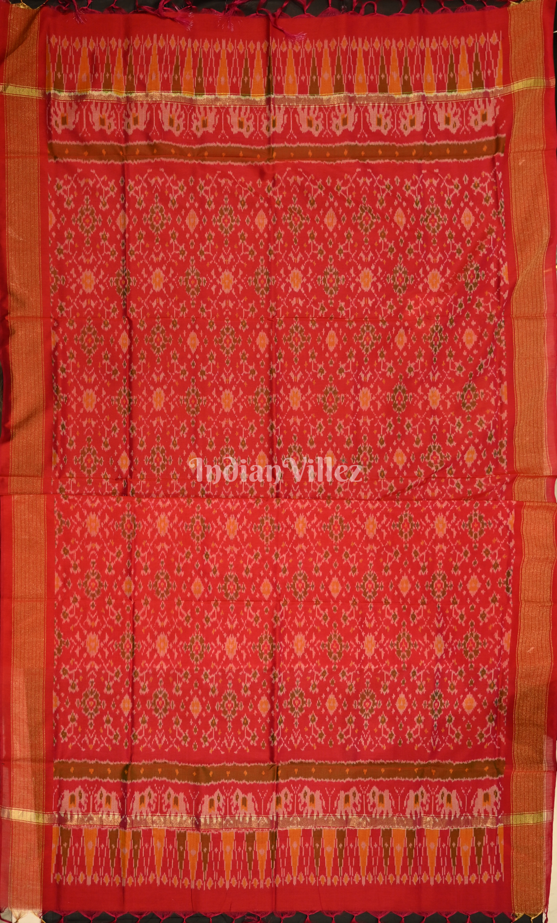 Green Red Pochampally Ikat Sico Unstitched Suit Sets