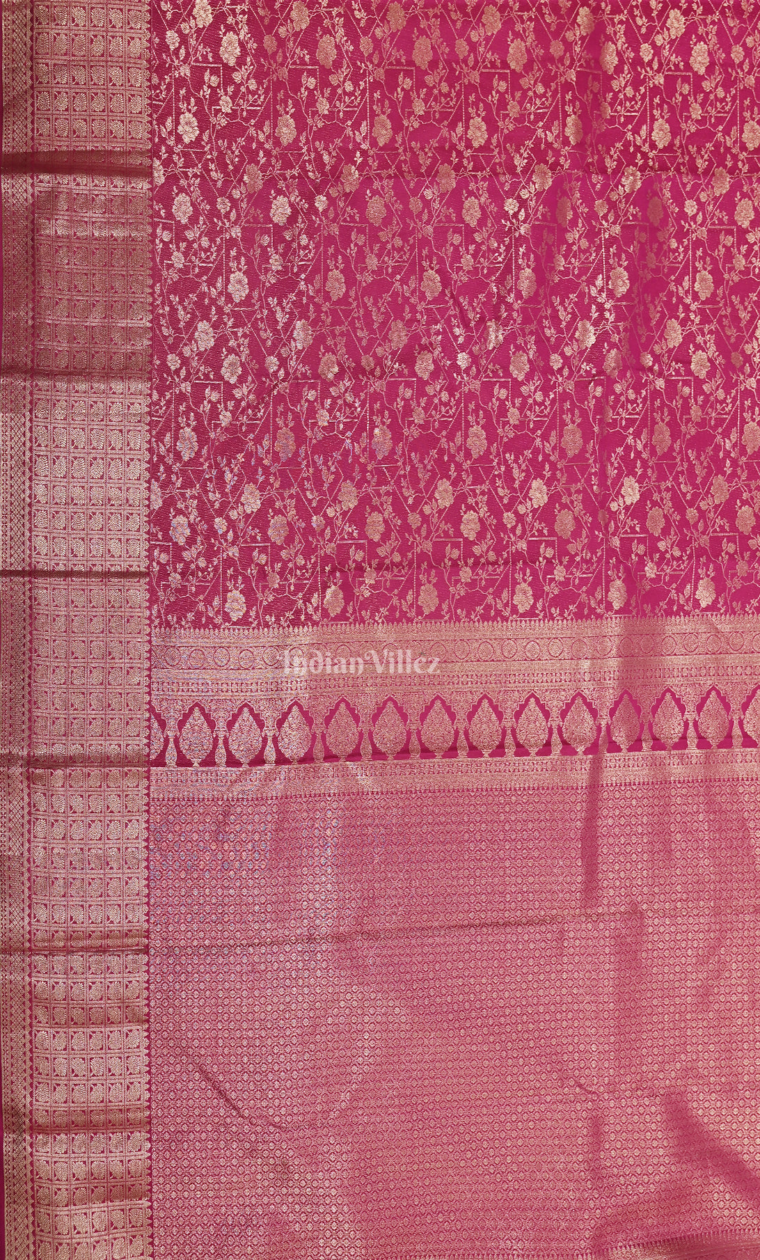 Magenta Pink Pure Brocade Kanjivaram Silk Saree 
