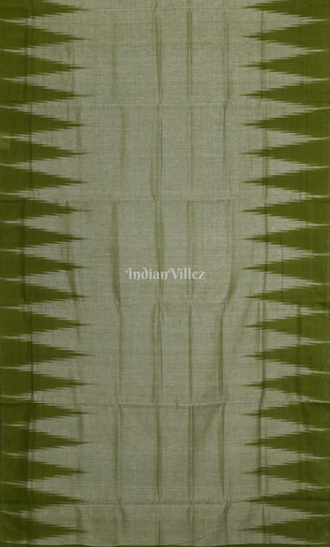 Grey Lime Green Kargil Kumbha Maniabandha Cotton Saree