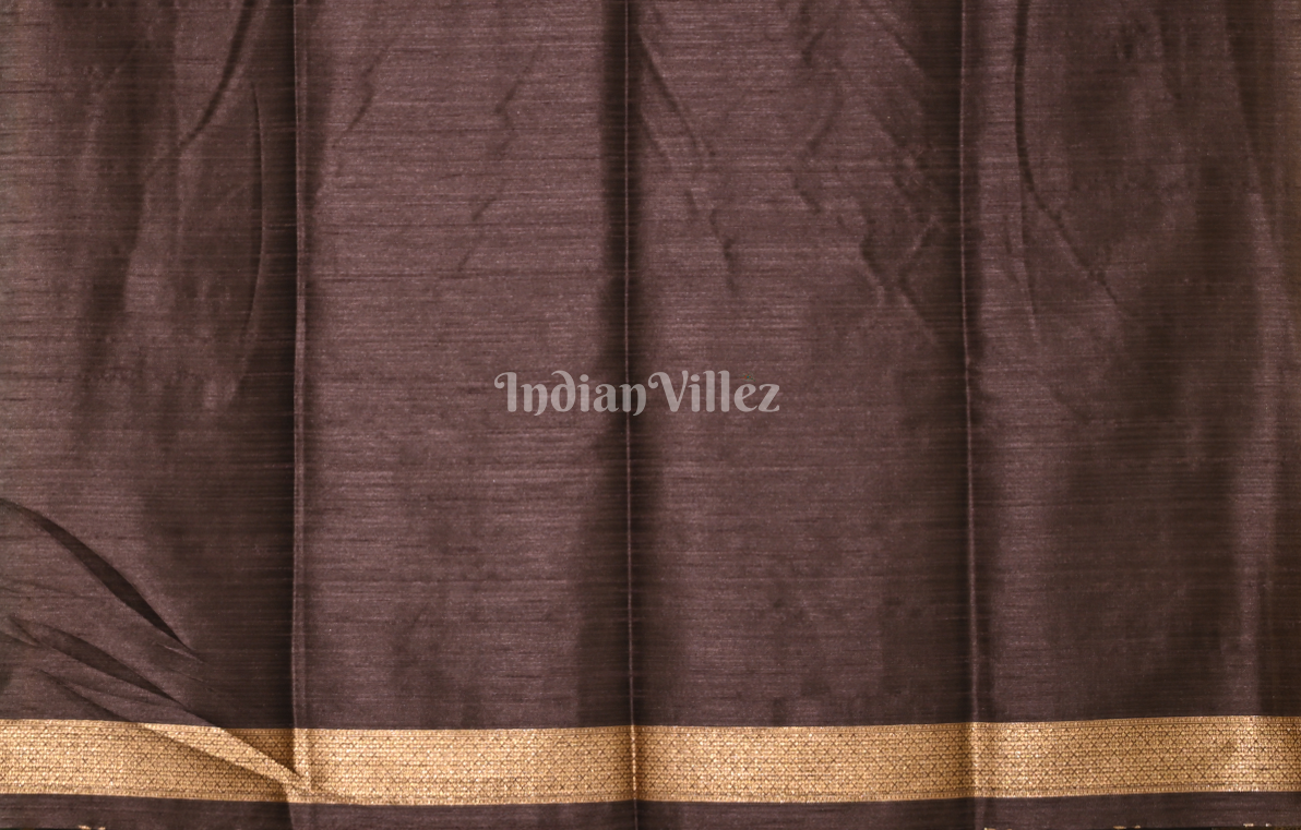Dark Coffee Phoda Kumbha Tussar Silk Saree