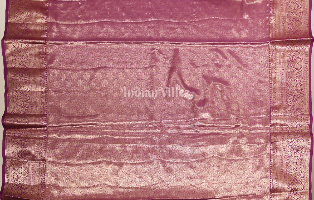 Lavender Wine Pure Kanjivaram Tissue Silk Saree 