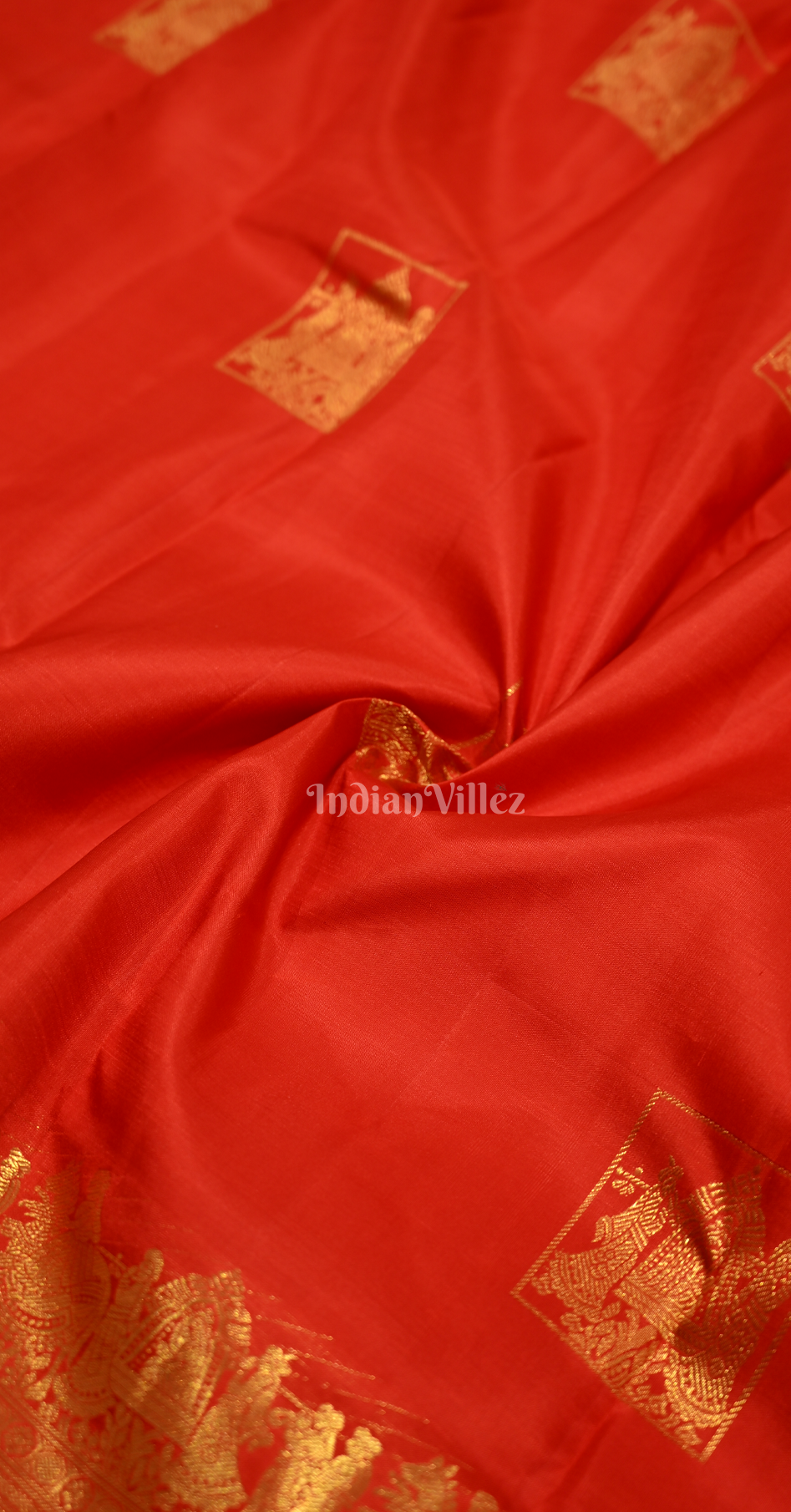 Exclusive Bridal Blood  Red Palki Theme Brocade Pure Kanjivaram Silk Saree