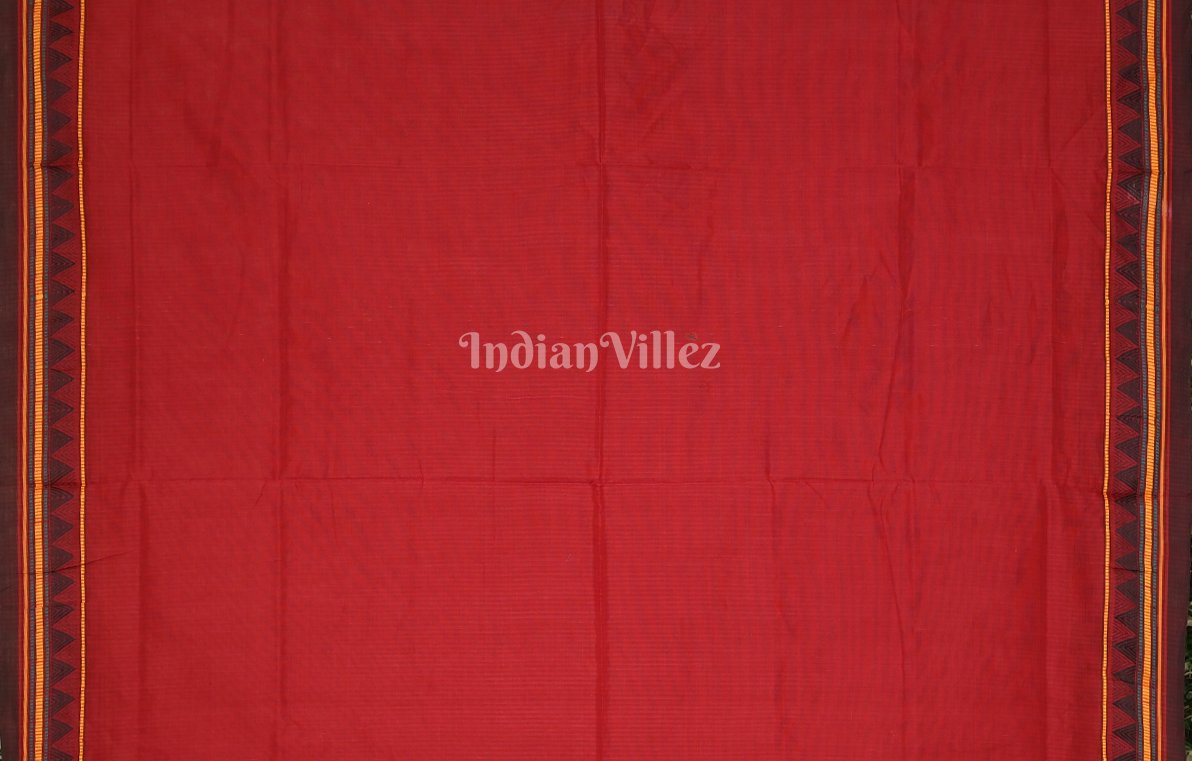 Red Odisha Handloom Dongaria Cotton Saree