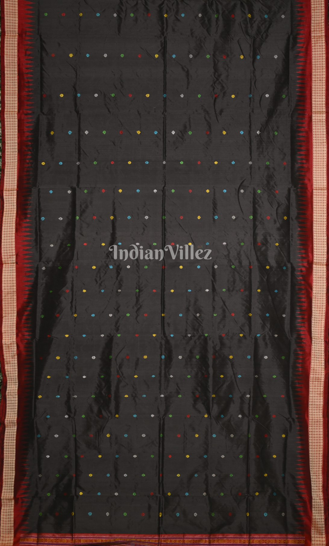 Black Maroon Dolabedi Odisha Ikat Bomkai Sambalpuri Ikat Silk Saree
