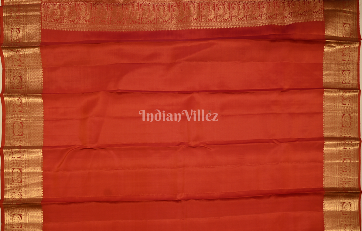 Exclusive Red  Pink Dual Tone Brocade Pure Kanjivaram Silk Saree 