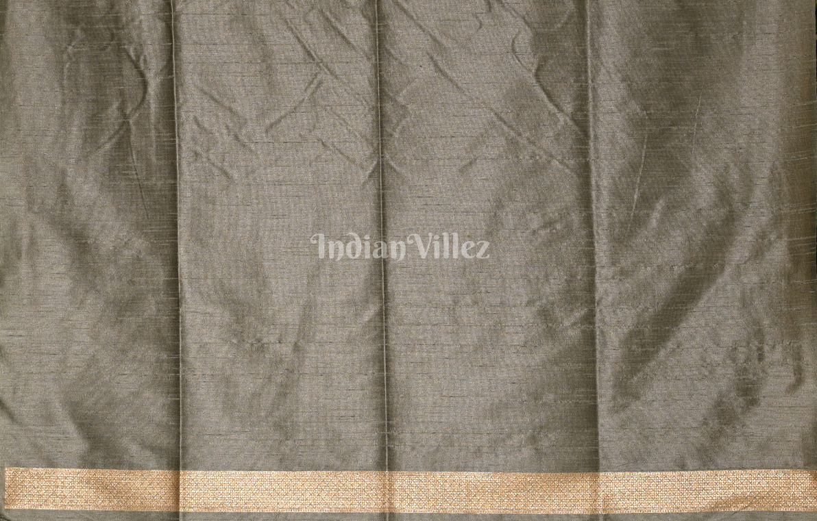 Grey Golden South Tussar Silk Saree
