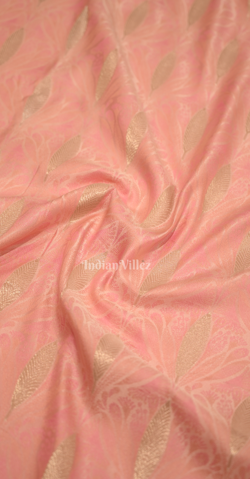 Salmon Pink Zari Banarasi Satin Silk Saree