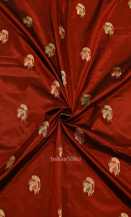 Bright Red Pure Katan Silk Banarasi Saree 