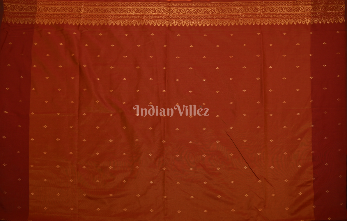 Orange Maroon Tussar Silk Saree with Zari weave
