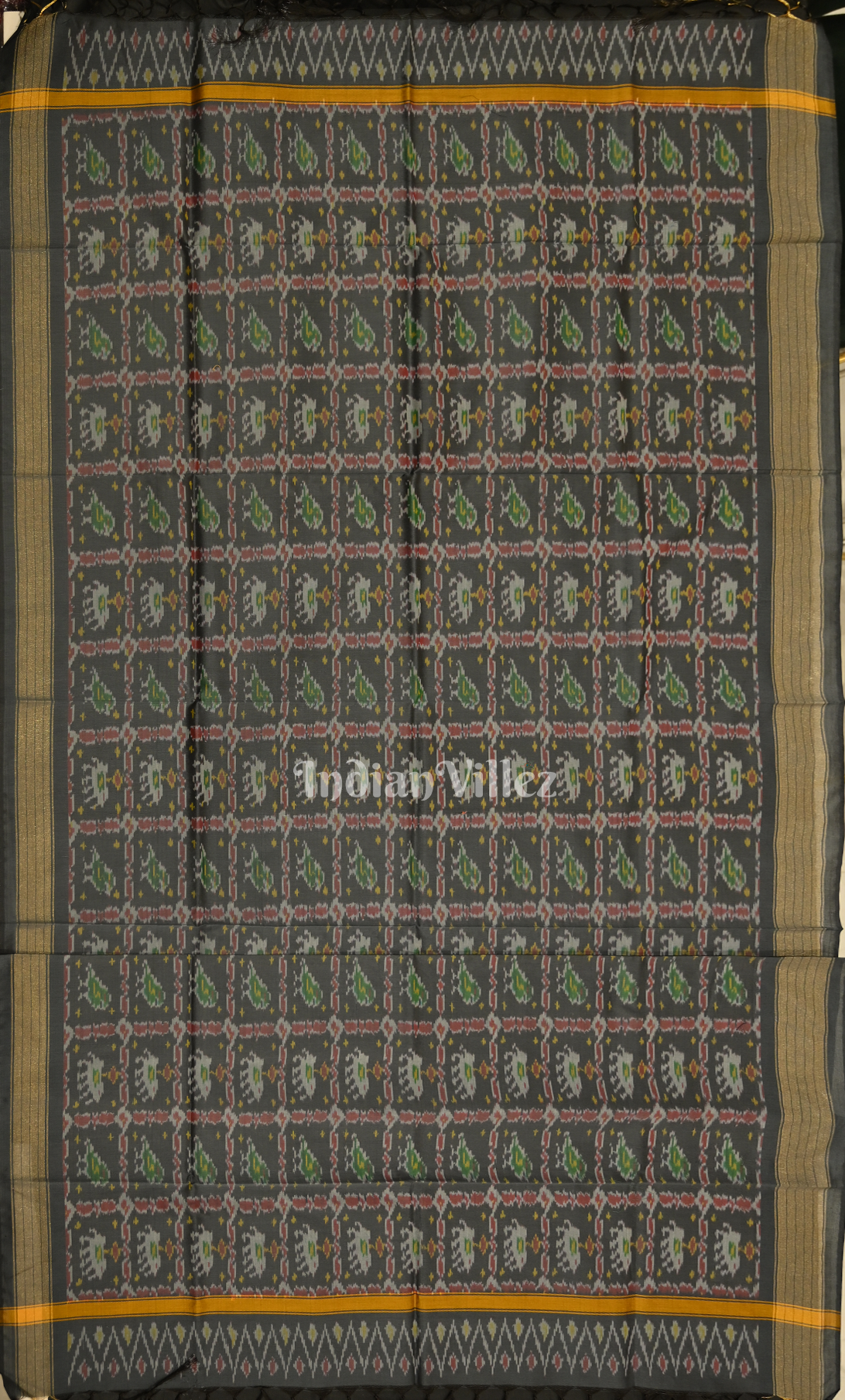 Green Black Pochampally Ikat Sico Unstitched Suit Sets 