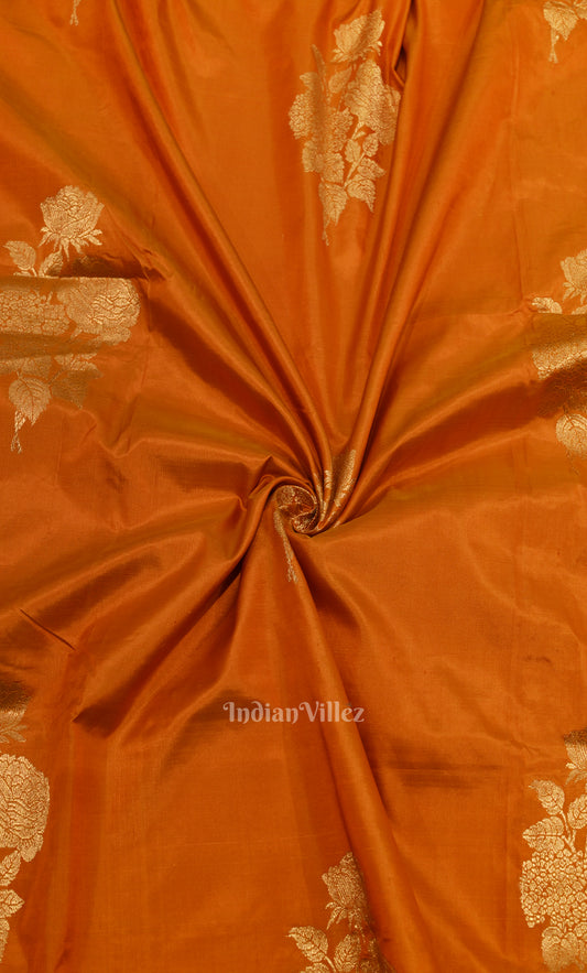 Exclusive Orange Pure Katan Silk Banarasi Saree