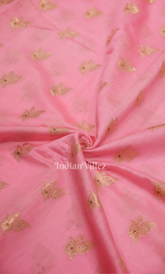 Pink Chiniya Silk Banarasi Saree with Meenakari Weaving