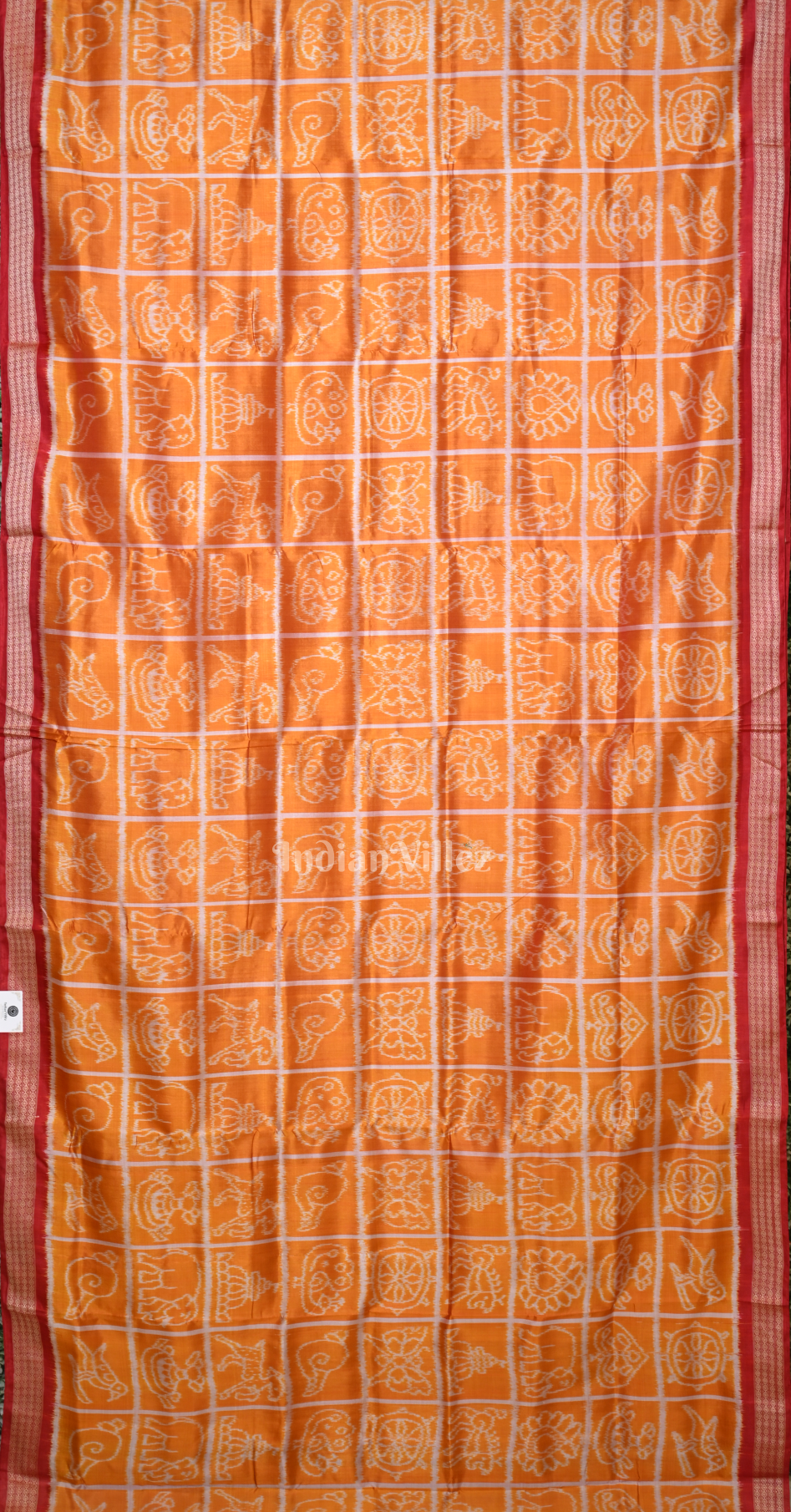 Exclusive Mustard Yellow Red Nabakothi Odisha Ikat Sambalpuri Silk Saree 