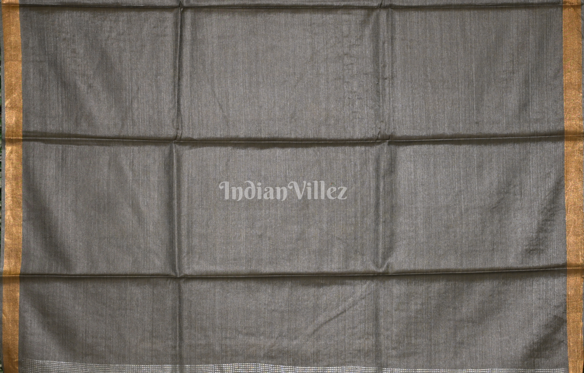 Grey Golden Pure Kanjivaram Soft Silk Saree 