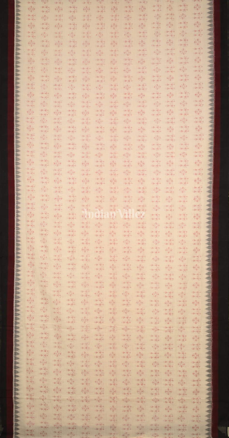 Off White Black Tribal Motif Odisha Ikat Bomkai Cotton Saree