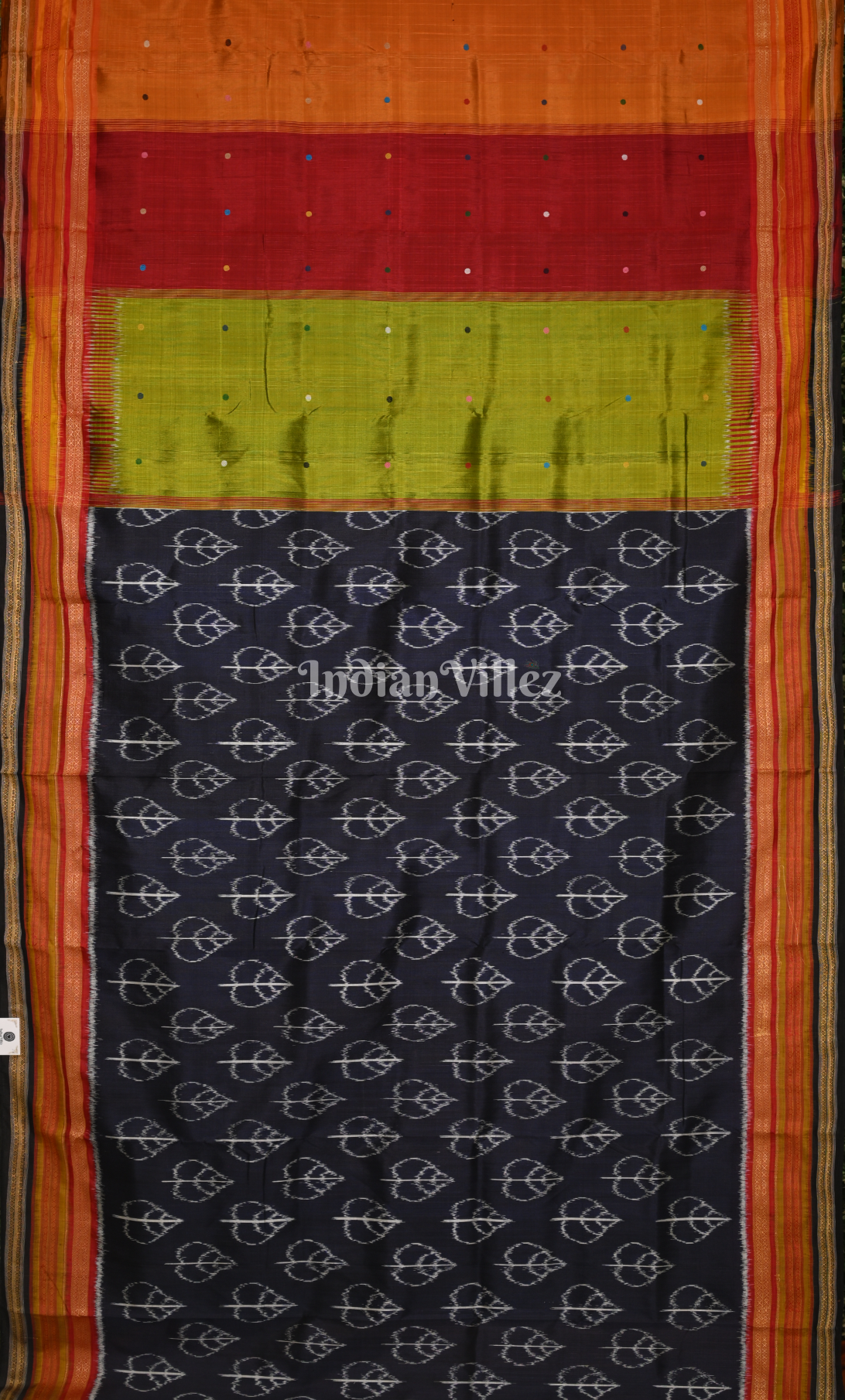 Black with Multi colour Kathiphera Odisha Ikat Khandua Silk Saree 