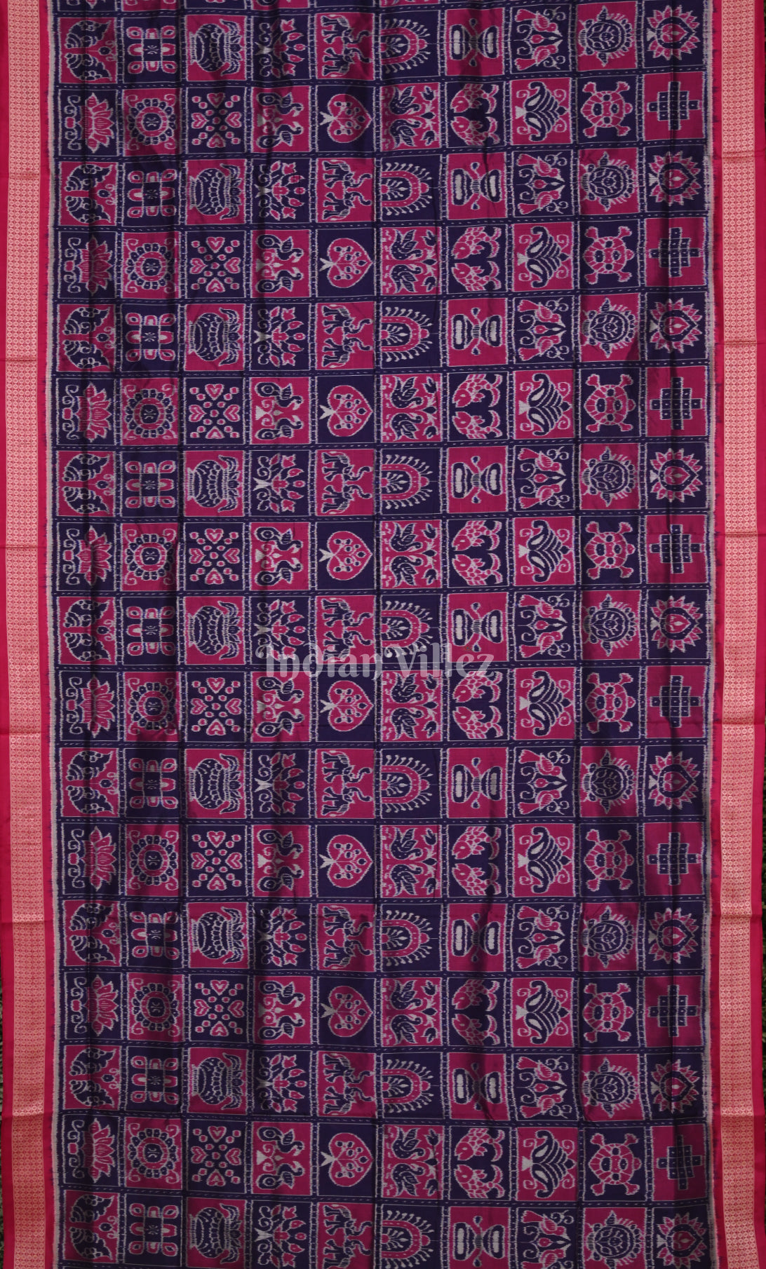 Blue Rani Pink Nabakothi Odisha Ikat Sambalpuri Silk Saree