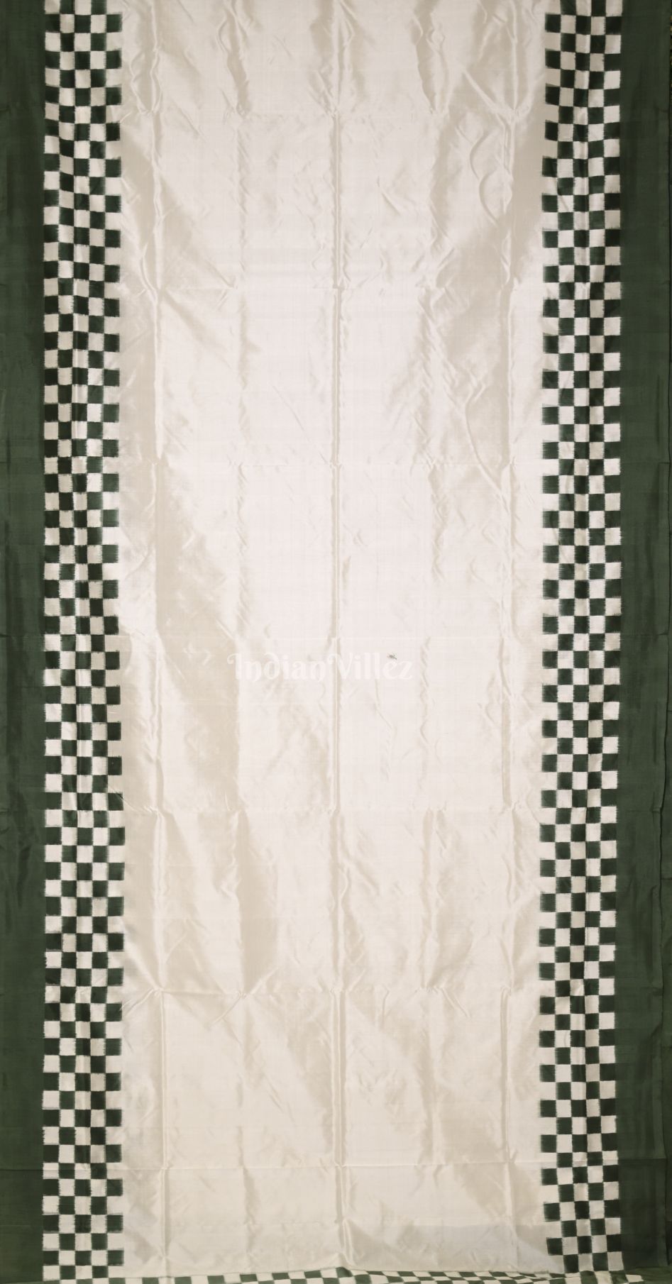 White Pine Green Pasapali Border Odisha Ikat Sambalpuri Silk Saree