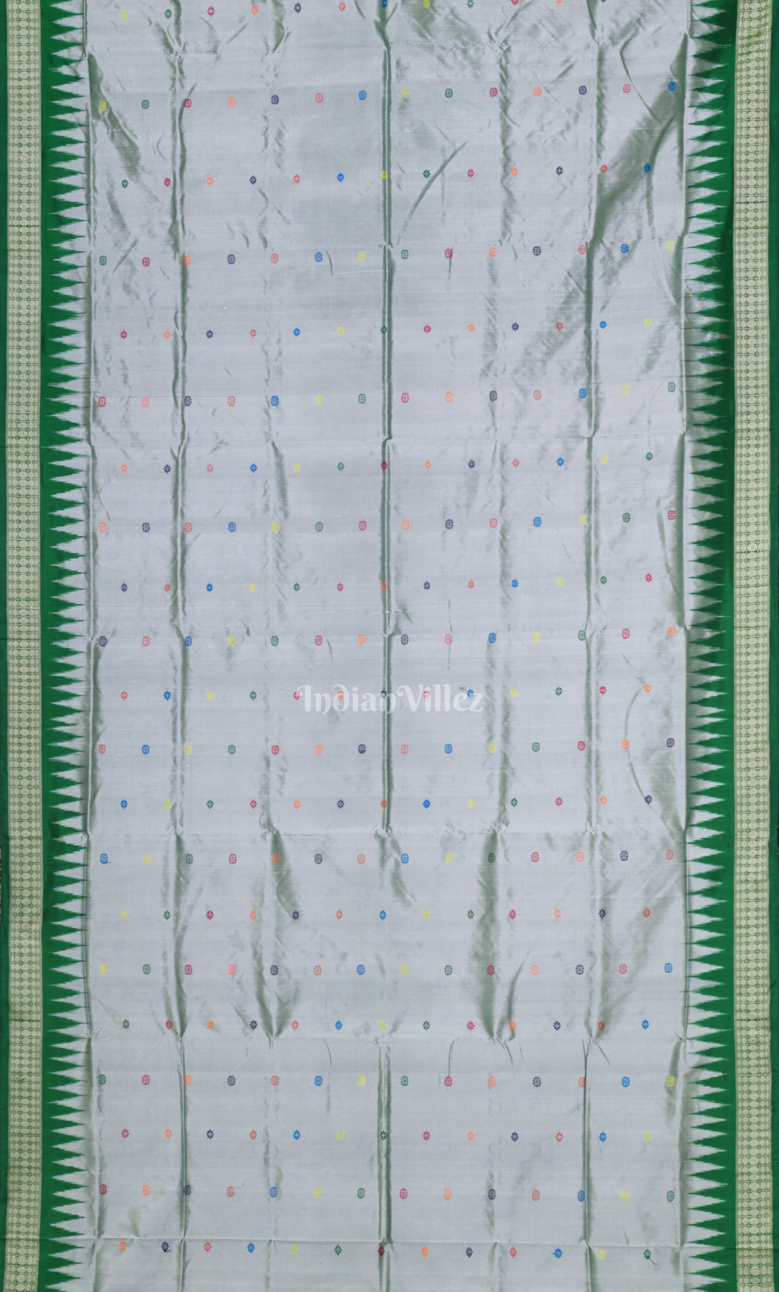 Grey Green Dolabedi Odisha Ikat Bomkai Sambalpuri Ikat Silk Saree
