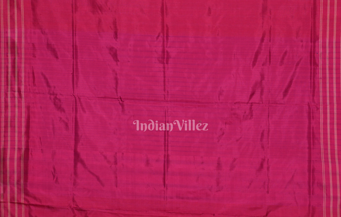 Navy Blue Rani Pink Pochampally Ikat Silk Saree