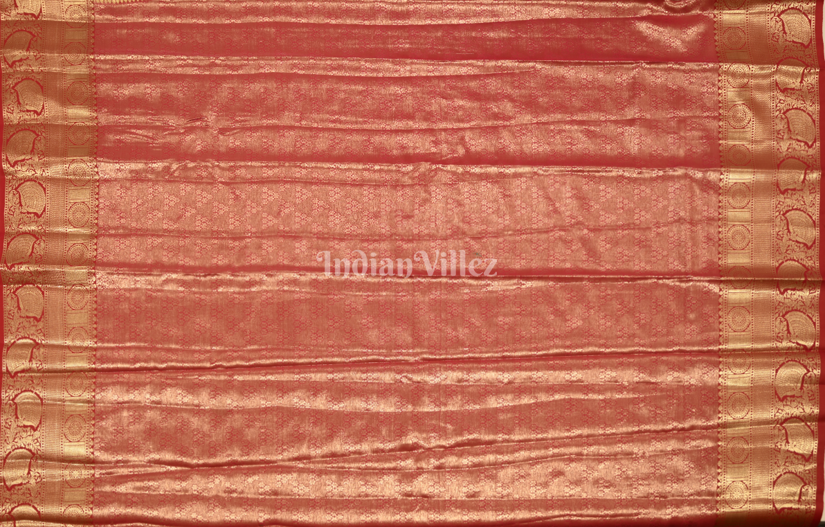 Exclusive Parrot Green Maroon Brocade Pure Kanjivaram Tissue Silk Saree