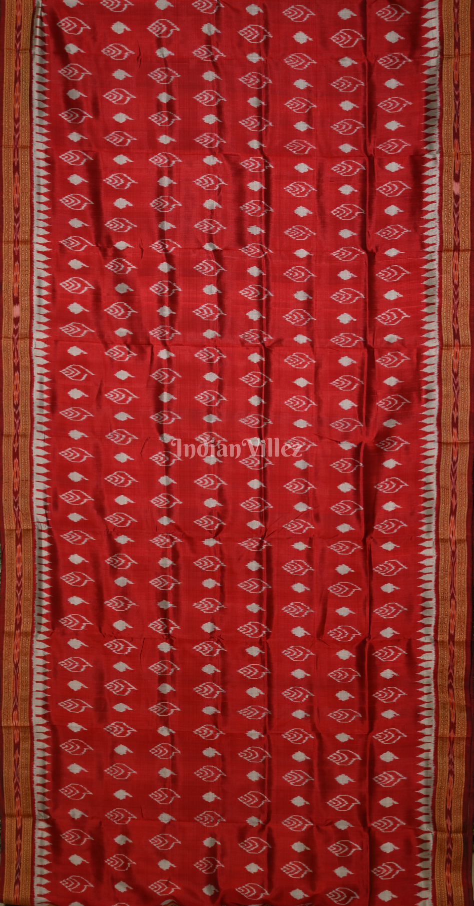 Maroon Sankha Motif Odisha Ikat Khandua Silk Saree 