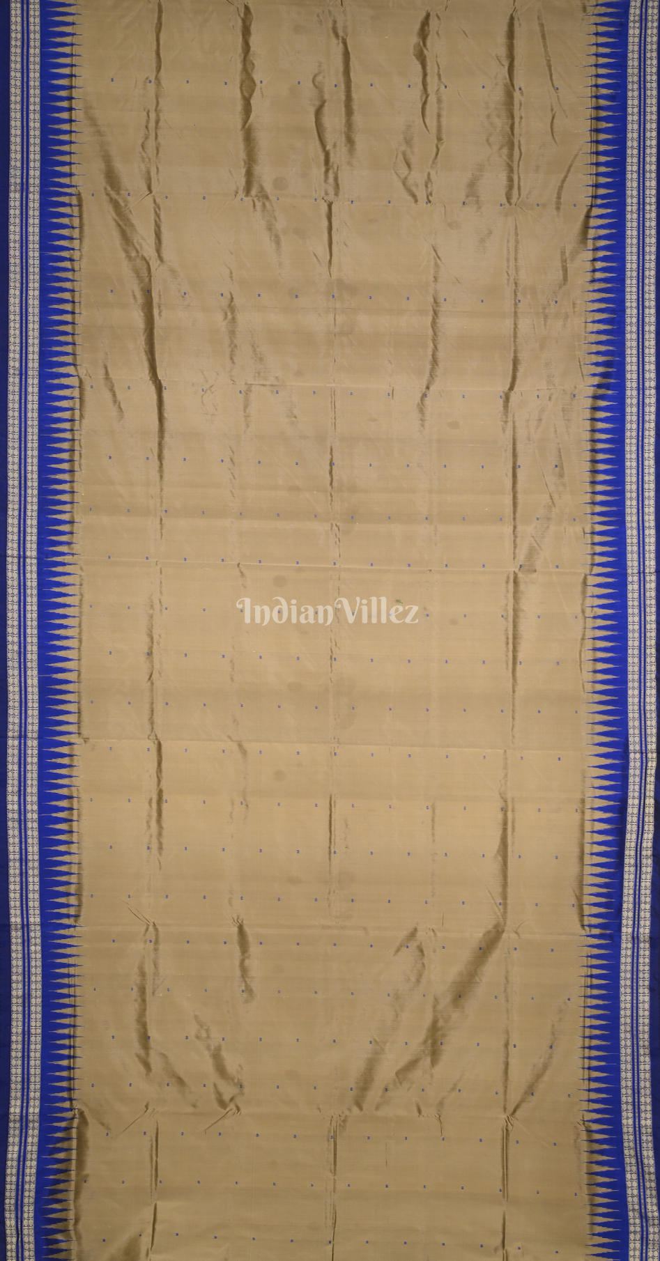 Beige Blue Buti Design Odisha Ikat Bomkai Sambalpuri Silk Saree
